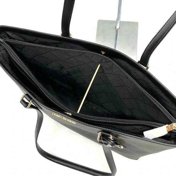 Michael Kors Bag Large Sheila Mf Tote Bag & Large Double Zip Wallet Black/Gold - Picture 10 of 14